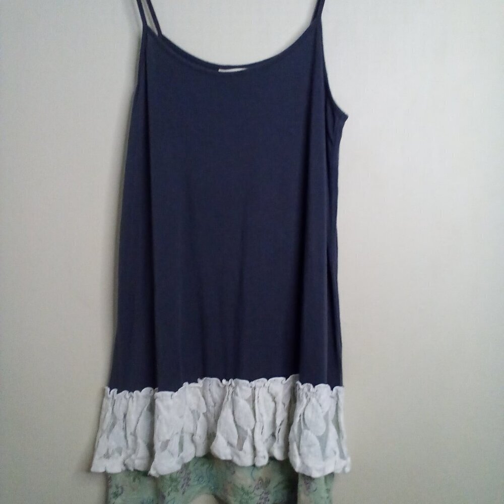 Matilda Jane Blouse Women S Sleeveless Spaghetti Strap Lace Trim Feminine Gray
